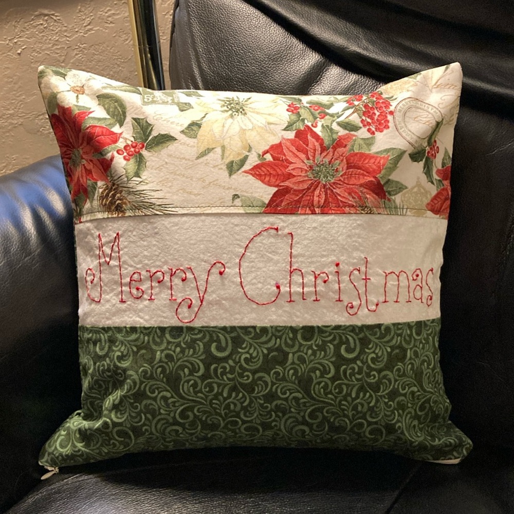 Christmas Pillow Cover Merry Christmas Handmade Embroidered